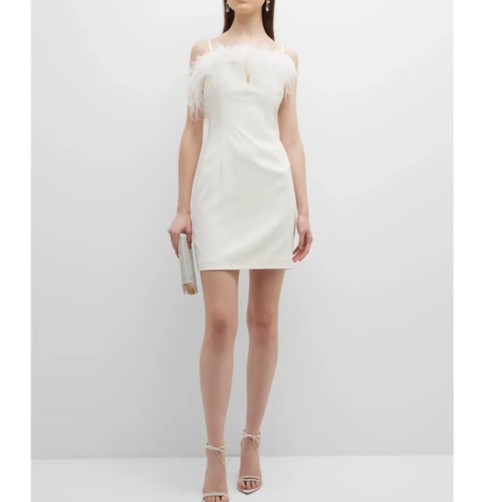 NWT Aidan by Aidan Mattox Elegant Strapless Feather Ivory Mini Dress 12